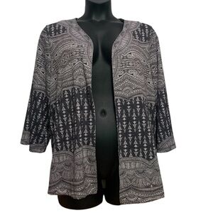 Christopher & Banks Cardigan Black and Gray Open Front XL NEW